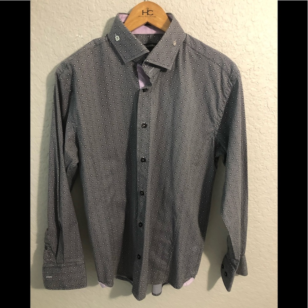 Men’s BESPOKE Gray Dress Shirt Size Large EUC